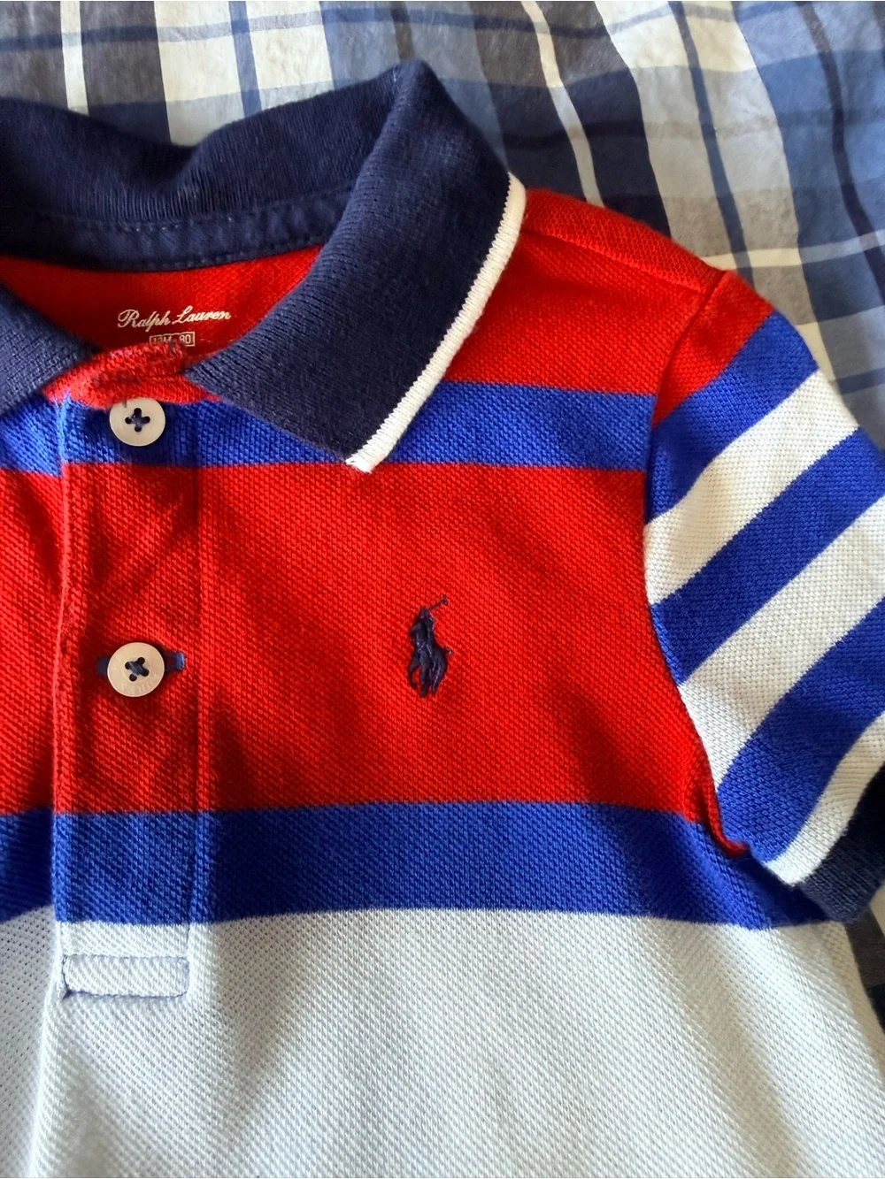 Ralph Lauren Baby Cotton Mesh Polo Romper - 12M
